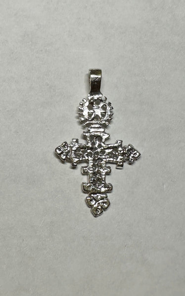 Sterling Silver 925 Ethiopian Cross with Woven Center