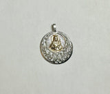 Sterling Silver and 14 Karat Yellow Gold Saint Barbara "Santa Barbara" Filigree Medal