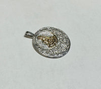 Sterling Silver and 14 Karat Yellow Gold Our Lady of Charity "Caridad del Cobre" Filigree Medal