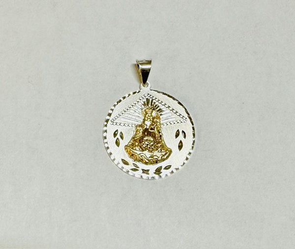 Sterling Silver & 14K Yellow Gold Our Lady of Charity "Caridad del Cobre" 25mm Medal