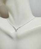 Sterling Silver Fancy "V" Bar Cubic Zirconia 18" Necklace