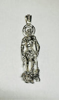 Sterling Silver 4" Saint Lazarus "San Lazaro" 3-Dimensional Pendant