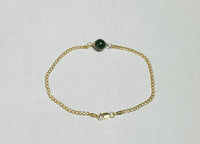 10 Karat Yellow Gold Genuine 8mm Nephrite Jade Bead Curb Link Bracelet