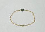 10 Karat Yellow Gold Genuine 8mm Nephrite Jade Bead Curb Link Bracelet