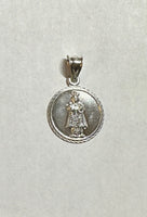 Sterling Silver 925 Holy Infant of Prague 19mm (0.75" Diameter) Medal Pendant