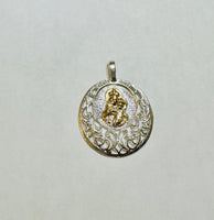 Sterling Silver and 14 Karat Yellow Gold Our Lady of Mount Carmel "Virgen del Carmen" Filigree Medal