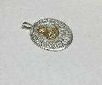 Sterling Silver and 14 Karat Yellow Gold Saint Barbara "Santa Barbara" Filigree Medal