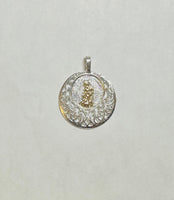 Sterling Silver and 14 Karat Yellow Gold Saint Lazarus "San Lazaro" Filigree Medal