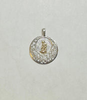 Sterling Silver and 14 Karat Yellow Gold Saint Lazarus "San Lazaro" Filigree Medal