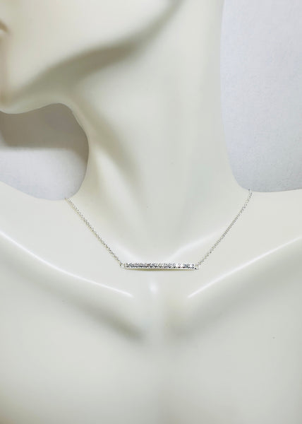 Sterling Silver Cubic Zirconia 17" Bar Necklace