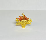 Vintage 1960's 14 Karat Yellow Gold and Genuine Coral 3-Dimensional Basket Pendant