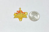 Vintage 1960's 14 Karat Yellow Gold and Genuine Coral 3-Dimensional Basket Pendant