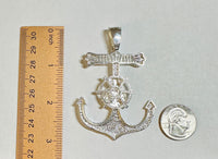 Sterling Silver and Genuine Ruby Saint Barbara 3" Anchor Mariner Pendant