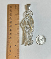 Sterling Silver 4" Saint Lazarus "San Lazaro" 3-Dimensional Pendant