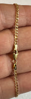 10 Karat Yellow Gold Genuine 6mm Azabache Jet and Coral Bead Curb Link Bracelet