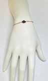 10 Karat Yellow Gold Genuine 6mm Azabache Jet and Coral Bead Curb Link Bracelet