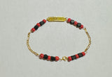 10 Karat Yellow Gold Genuine 4mm Azabache Jet 6.5" Figaro Link "Dios Me Bendiga OR God Bless Me" Elegua Baby Bracelet