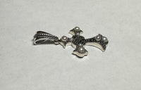 Vintage NOS 1970's Sterling Silver Genuine Marcasite and Freshwater Pearls Cross Pendant