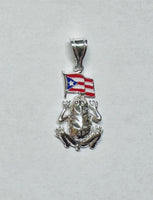 Sterling Silver Coqui Frog & Hand Enameled Puerto Rico Flag Pendant