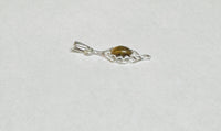 Sterling Silver and Genuine 8 x 6mm Oval Cabochon Tiger's Eye Leaf Motif Pendant with 18" Chain