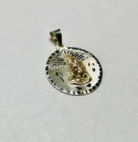 Sterling Silver & 14K Yellow Gold Saint Lazarus "San Lazaro" 21mm Medal Pendant