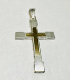 Sterling Silver & 14 Karat Yellow Gold 3.14" Cross Pendant