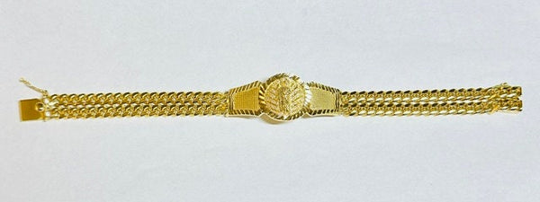 18 Karat Yellow Gold-plated Sterling Silver Miami Cuban Link Saint Jude "San Judas Tadeo" ID Bracelet