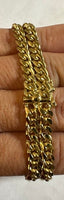 18 Karat Yellow Gold-plated Sterling Silver Miami Cuban Link Saint Jude "San Judas Tadeo" ID Bracelet