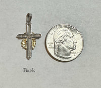 14 Karat Two-Tone White and Yellow Gold Cross with Drape Pendant