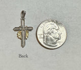 14 Karat Two-Tone White and Yellow Gold Cross with Drape Pendant