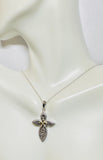 Sterling Silver and 14 Karat Yellow Gold Two-tone Filigree High Polished Cross Pendant with 18" Chain