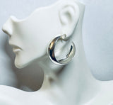 Sterling Silver 925 Rhodium-plated J Hoops with Post Earrings