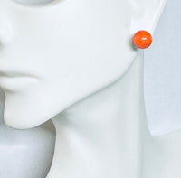 Sterling Silver .925 Genuine 8mm Dyed Pink Coral Stud Earrings