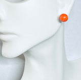 Sterling Silver .925 Genuine 8mm Dyed Pink Coral Stud Earrings