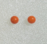 Sterling Silver .925 Genuine 8mm Dyed Pink Coral Stud Earrings