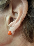 Sterling Silver .925 Genuine 8mm Dyed Pink Coral Stud Earrings