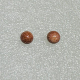 Sterling Silver .925 Brown Goldstone "Venturina" 8mm Stud Earrings