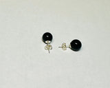 Sterling Silver .925 Genuine 8mm Black Onyx Stud Earrings