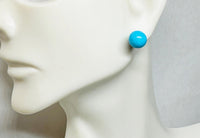 Sterling Silver .925 Genuine 8mm Dyed Turquoise Stud Earrings