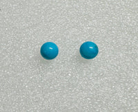 Sterling Silver .925 Genuine 8mm Dyed Turquoise Stud Earrings