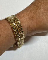 18 Karat Yellow Gold-plated Sterling Silver Miami Cuban Link Our Lady of Guadalupe ID Bracelet (2 widths available)