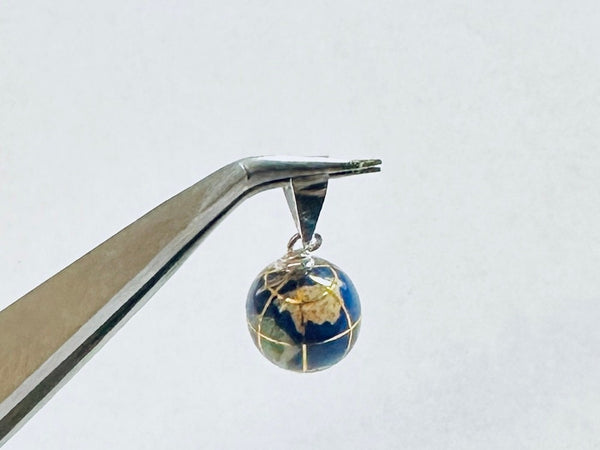 Sterling Silver 925 3-D Enamel World Globe Charm