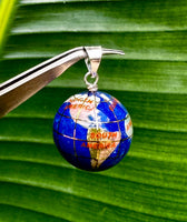 Sterling Silver 925 Large 3-D Enamel World Globe Charm