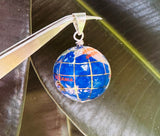 Sterling Silver 925 Large 3-D Enamel World Globe Charm