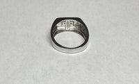 Sterling Silver Rhodium-plated Genuine Diamond Cross Signet Man's Ring