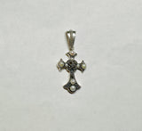 Vintage NOS 1970's Sterling Silver Genuine Marcasite and Freshwater Pearls Cross Pendant