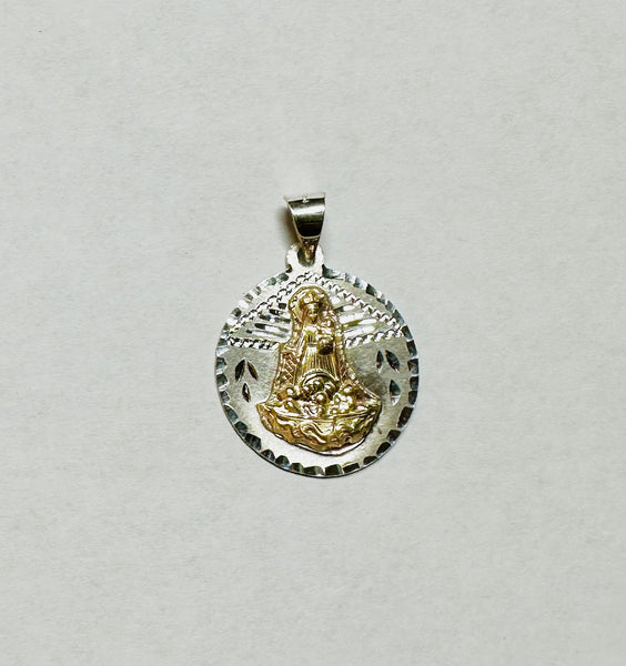 Sterling Silver & 14K Yellow Gold Our Lady of Charity "Virgen de la Caridad del Cobre" 21mm Medal Pendant