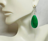 Sterling Silver .925 Dark Green Jade French Wire Dangle Earrings for Pierced Ears