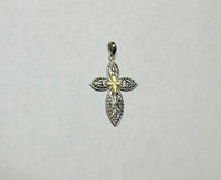 Sterling Silver and 14 Karat Yellow Gold Two-tone Filigree High Polished Cross Pendant with 18" Chain