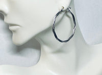 Sterling Silver Rhodium-plated 2mm Wide x 35mm Diameter Twisted Hoop Earrings